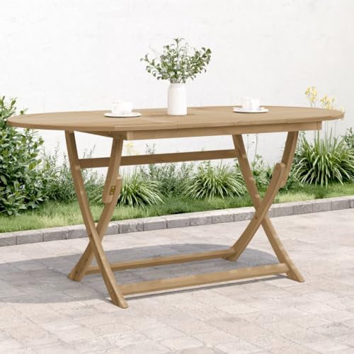 Myheimly Akazienholz Massiv Gartentisch Klappbar Terrassentisch Balkontisch Gartenmöbel Tisch Klapptisch Esstisch Holztisch Hellbraun,160 x 85 x 75 cm