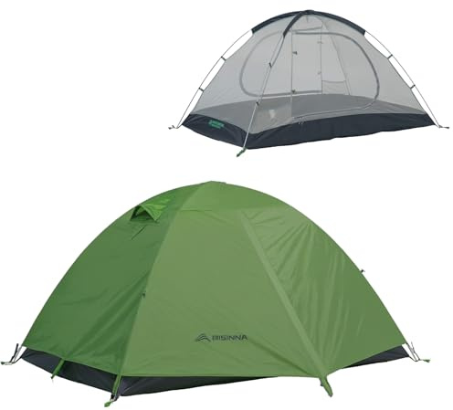 BISINNA Tente Dôme 2 Personnes 3-4 Saisons | Imperméable & Résistant au Vent | Ultraléger & Compact pour Camping, Randonnée, Festival​ (Vert)