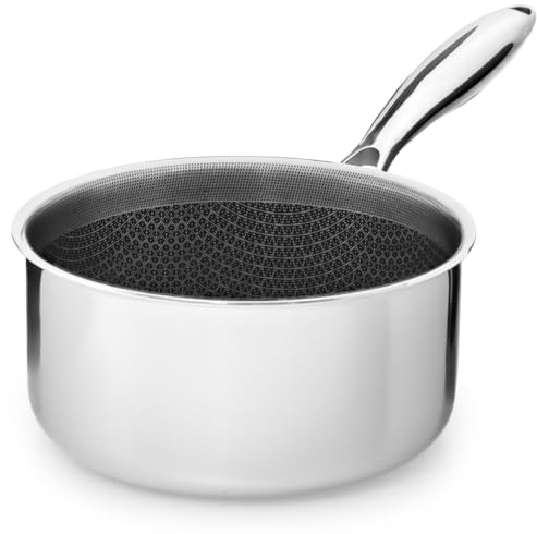 Onyx Cookware Stielkasserolle 18 cm | Beschichteter Kochtopf Induktion 2?L | Sossentopf Für Alle Herdarten | Kratzfeste Antihaft-Oberfläche | 3-Schicht Edelstahl/Aluminium | PFAS-frei