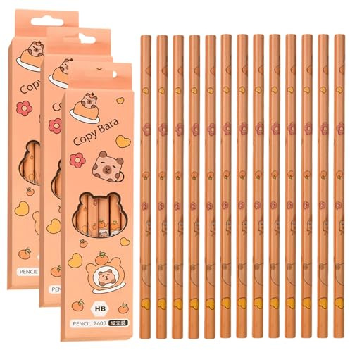 GIFANEO 36 Pezzi Penna Cancellabile,Capybara Penne Cancellabile,Penna Capibara Retrattili,matite di Legno per Feste Bambini Aula premi regalini