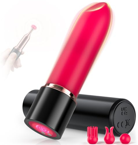 Vibromasseur Sex Toýs Femme, Mini Vibromasseurs pour Femmes avec 4 Têtes en Silicone Rouge à Lèvres, Vibromasseurs Feminin Puissant Clitoridienne avec 10 Modes, Jouet Sexuel Adulte Silencieux