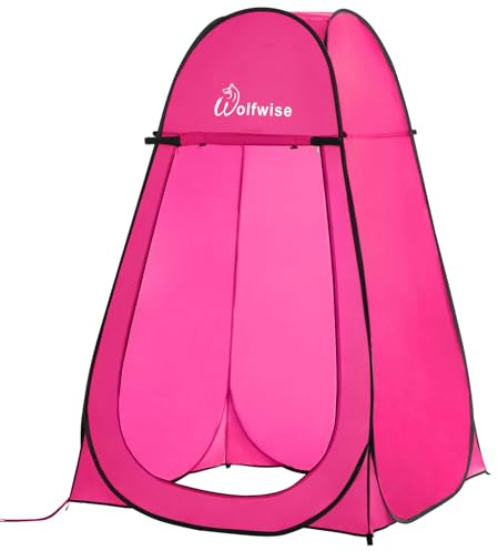 WolfWise Pop Up Tält, Campingtoalett, Duschtält, Omklädningshytt för Camping, Skydd för Utomhus- och Inomhusbruk, Bärbar, 120 * 120 * 190cm, Rose Red