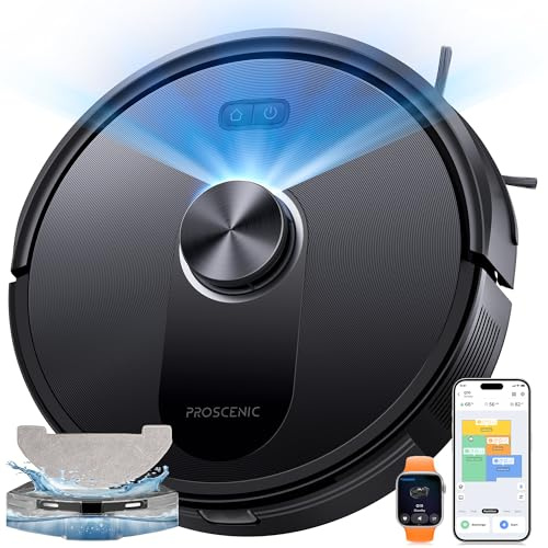 Proscenic Q10+ Robot Vacuum Cleaner with Mop, 200-Minute Runtime, 8000Pa | Lidar Navigation, Anti-Tangle Brush, Self-Charging, Voice Control, Auto Recharge and Resume, for Hard Floors and Carpet