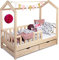 Sanmar Kinderbett Bett Hausbett 90x180 mit Rausfallschutz Lattenrost und Schubladen Bettgestell aus Kiefer Holz für Haus Kinder Jungen & Mädchen - Holzbett Baby Kinderzimmer Junge Deko