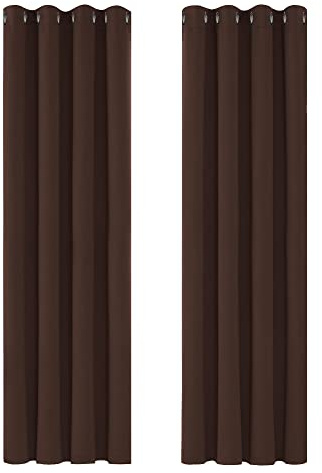 Deconovo Functional Thermal Insulated Curtains Eyelet Curtains Blackout Curtains for Kids Room Chocolate W55 x L79 One Pair