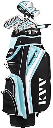 KVV Women’s Complete Golf Clubs Package Set Includes Driver, Fairway, Hybrid, 5#-P# Irons, Putter, Cart Bag, Head Covers, Right Handed