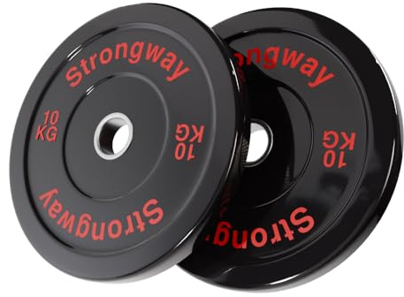 Strongway® Olympic Bumper Weight Plates (5KG 10KG 20KG) Discs for Barbell - 2 Inch (2) / 50mm Hole - Weight Lifting Workout for Home Gym Fitness Men Women (10KG X 2)