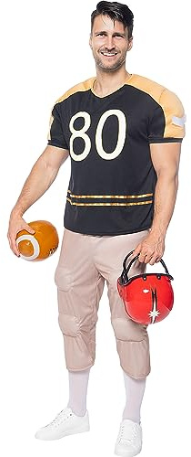 Funidelia | Disfraz de fútbol americano musculoso para hombre Rugby, Quarterback, Fútbol Americano - Disfraz para adultos accesorios para Fiestas, Carnaval y Halloween - Talla M - Marrón