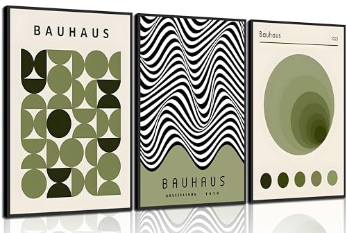 WSTUKVV Moderne Wandkunst, Bauhaus 1923, Bauhaus 1923, Poster, Bilder, abstrakt, geometrisch, Leinwanddrucke, schwarze Linie, Gemälde für Wohnzimmer, Schlafzimmer, Esszimmer, Wanddekoration, ungerahmt