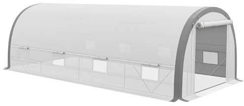 Outsunny 6 x 3(m) Walk-in Polytunnel Greenhouse, Upgraded Structure White