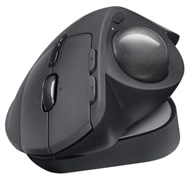 Logitech MX Ergo S Advanced Wireless Trackball Mouse, USB-C Rechargeable Wireless Ergonomic Mouse with Bluetooth and Encrypted Dongle, 6 Programmable Buttons, for PC/Mac