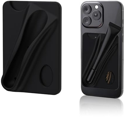 Lip Gloss Holder Phone Case,Silicone Adhesive Card Holder for Phone with Lipgloss Holder,Cute Phone Case Wallet & Gloss or Lip Balm, for All Smartphones Black