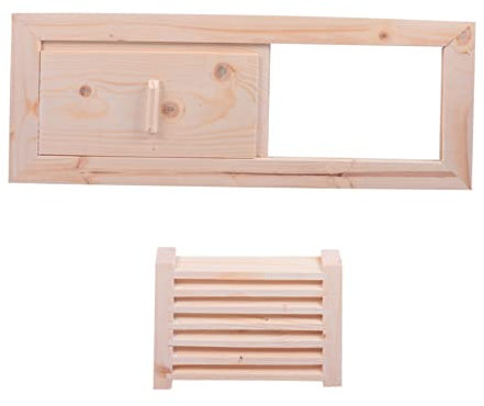 Housoutil Panel De Ventilación De Madera Para Sauna Rejilla Cuadrada Louvered Resistente Altas Temperaturas y Humedad Filtro De Polvo Fácil Instalación Para Sala De Vapor y Baño