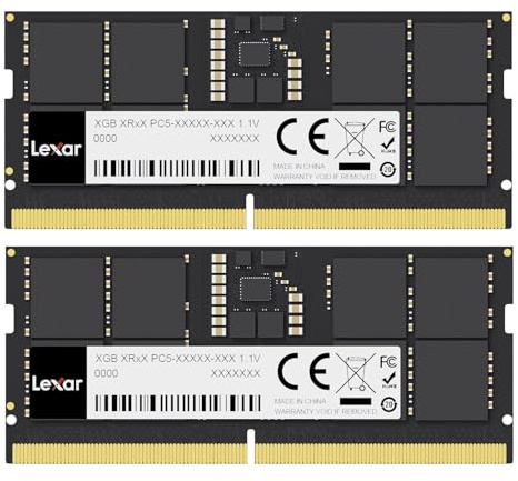 Lexar SODIMM 32GB Kit (2x16GB) DDR5 RAM 5600 MHz, 262-Pin DDR5 Laptop RAM, High-Performance Gaming DRAM SO-DIMM for Laptop Memory/All-in-one Intel NUC mini-PC, 1.1V, CL46-45-45-90