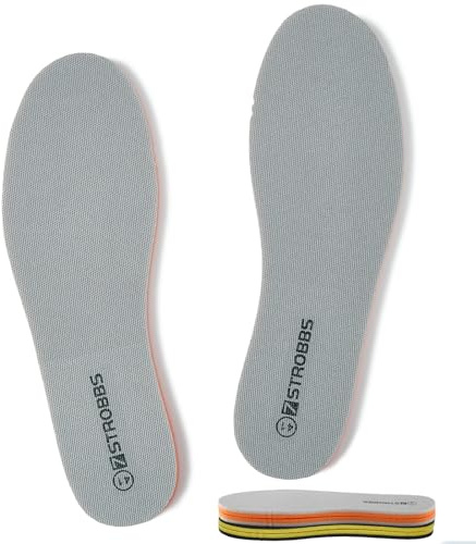 7STROBBS Memory Foam Insoles for Double Sided, 7MM Thick Inner Soles for Men Women, Comfort Cushion Shoe Inserts for Trainer, Work Boots, Walking Shoes Grey UK 8