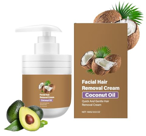 Crème D'épilation Du Visage À L'huile De Noix De Coco, Douce Et Sans Douleur Apaisante, Dépilatoire Pour La Peau Sensible, Pour Jambes, Aisselles, Visage, Peau Sensible, Voyages, Spa, 100g