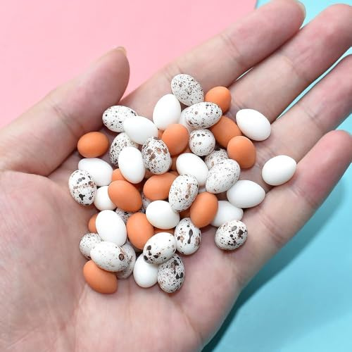 LQTSLFM 100 Pezzi Mini Uova di Pasqua, Uova di Pasqua Decorazioni Multicolore Maculate, Set di Uova Finte, Ovetti Pasquali Decorativi per Cesti, Tavola, Casa, Feste di Pasqua (E)