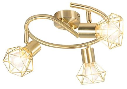 Qazqa - Art Deco Ceiling Spotlight Brass - Mosh 3- - Modern - Suitable for LED E14 | 3 Way Light - Steel Surface-Mounted spotway Light - Suitable for Living Room I Kitchen I Bedroom I