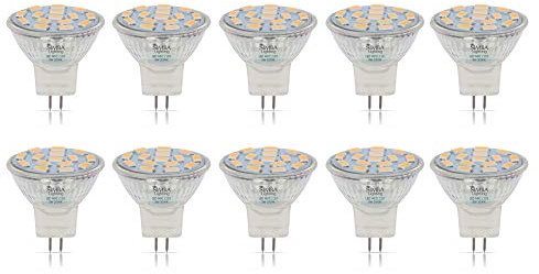 Simba Lighting LED MR11 Flood Light Bulbs (10 Pack) 12V 3W 20W Halogen Replacement 2-Pin 240lm for Landscape, Accent, Track Lights, and Christmas Tree Fiber Optics, GU4 Bi-Pin Base, 3000K Soft White