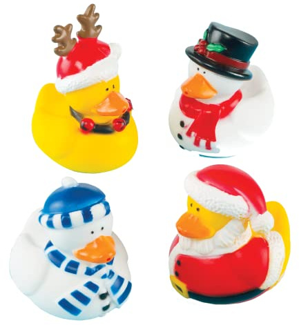 Baker Ross Funky Christmas Ducks - Pack of 4, Christmas Party Bag Fillers for Kids (X275)