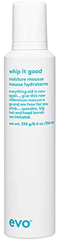 EVO whip it good moisture mousse, espuma hidratante y protección contra el calor para todo tipo de cabello, agarre ligero, reduce el encrespamiento y aporta brillo, vegano, sin sulfatos, 200 ml