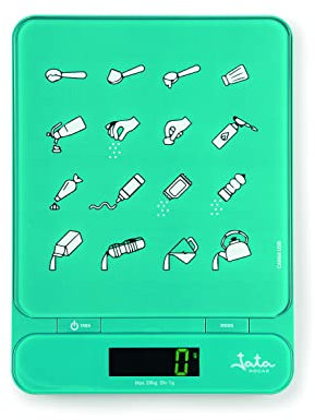 Jata HBAL1204 - Báscula de Cocina Digital, Sin Pilas, Carga USB, Alta precisión, Hasta 20 kg, Pantalla LCD, Función tara, Medidas: 22,5 x 30,5 x 2 cm
