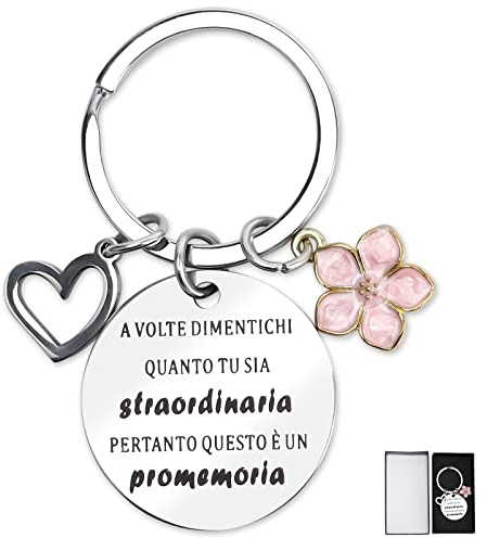 UMILKI Portachiavi Personalizzato Regalo con Parole motivazionali, per Anniversario Compleanno Donna Amica Regalo mamma con Scatola Nera