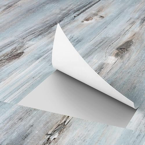 FunStick 90X15CM 30 Stück PVC Bodenbelag Holzoptik Hellblau Vinylboden Selbstklebend Fliesenaufkleber Küche Bad Badezimmer Boden Selbstklebende Vinyl Fliesen Wand Wandverkleidung Holz