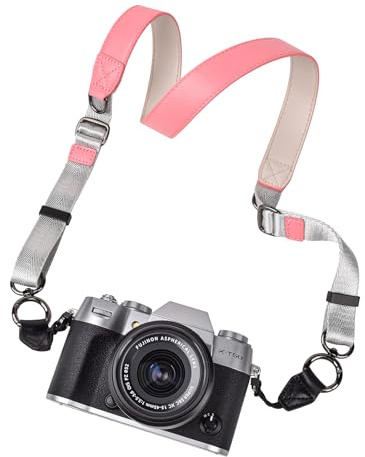 VOVMOEYA Camera Neck Strap,X-T50 body strap PU Shoulder Adjustable Strap for photographers for Fujifilm/for Nikon/for Canon/for Sony/for Minolta/for Panasonic/SLR/DSLR Cameras Texture-Rose Pink