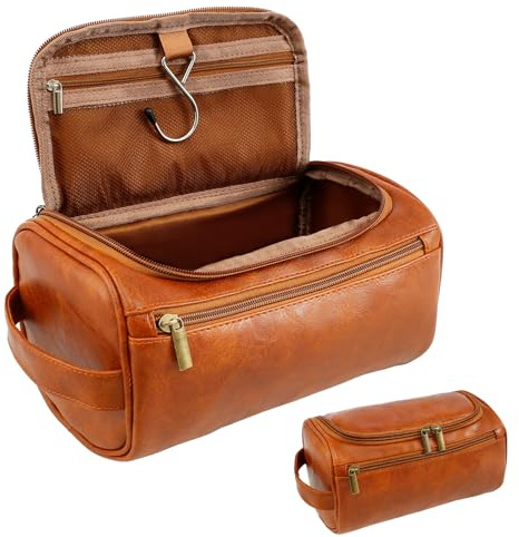 Trousse de Toilette en Cuir résistant à l'eau pour Homme, Trousse de Toilette de Voyage, Trousse de Rasage, Trousse de Toilette, Organisateur de Maquillage avec poignée pour Voyage, Cadeau pour