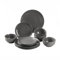 simpa 12PC Grey Glazed Ceramic Stoneware Dinner Set. 4 Dinner Plates, 4 Side Plates & 4 Bowls. Dishwasher & Microwave Safe.