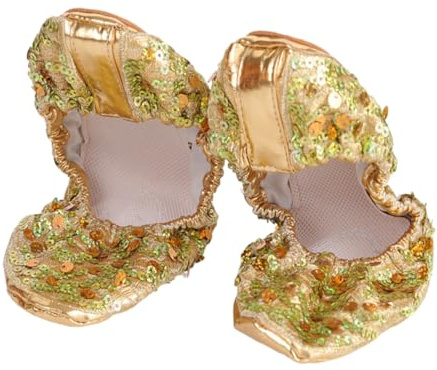 Healeved Chaussures De Danse AntidéRapantes DoréEs Chaussures Latinese À Plateforme Ronde Taille M 36-37 Accessoires De Danse pour Ballet Salsa Yoga Et Pilates 1 Paire