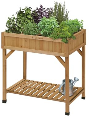 VegTrug 8 Pocket Herb Garden, Wooden Herb Planter, Natural