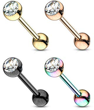 Lot 4 Piercings Langue ZIAN Acier Chirurgical Inoxydable Anti Allergique Barbell LOVEPIERCING