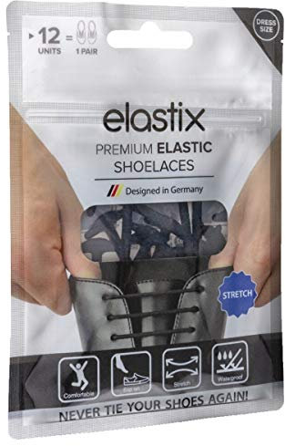 Elastix Cordones de silicona elásticos redondos para zapatos de negocios y zapatos de traje - Cordones de goma sin atar - Cordones de goma autoatados, sin lazo para adultos