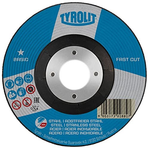 Tyrolit 10x Schruppscheibe 115 x 6 x 22,23mm FASTCUT | Schleifscheibe für Stahl & Edelstahl I weichere Ausführung für hohen Materialabtrag I Schnittigkeit optimiert I für Flächen- & Kantenschliff