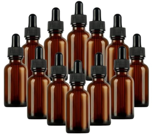 Honney Store 12 x 10 ml Amber Glass Tincture Bottles for Essential Oils Aromatherapy Blends Compact and Travel Friendly