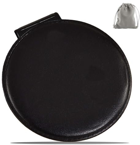 Kleiner Klappbar Spiegel, Klassisches PVC-Leder Tragbarer Runder Doppelseitig Schminkspiegel, Taschenspiegel Klein Klappspiegel Reisespiegel Kompaktspiegel Ultra Portable für Geldbörsen(Schwarz)