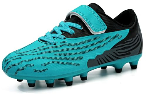 JABASIC Kinder Fußballschuhe für festen Boden Stollenschuhe für Jungen und Mädchen (30EU,Green Black)