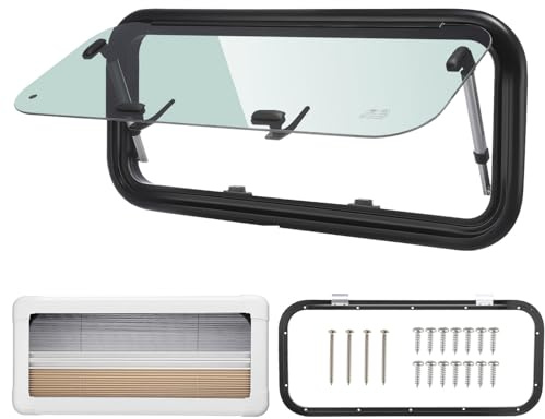ISINEVER finestrini per camper, finestrini laterali, 700 x 300 mm, con tenda avvolgibile integrata e zanzariera, per camper, furgoni, auto, autobus, barche