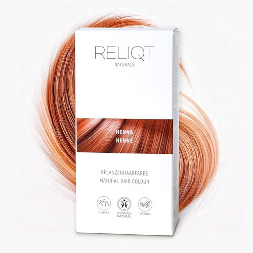 RELIQT Naturals – Tinte de pelo vegetal Henna natural y permanente 100 g – Tintura para una cobertura completa de canas y brillo saludable – Cosmética natural para el cabello sin aditivos