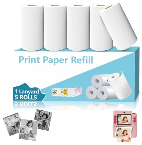 MYSTILUCK 5 Rolls Printing Paper for Kids Camera, Instant Printing Thermal Paper, Refill Paper for Kids Camera Instant Print Camera (Length: 5.5 m, Width: 5.6 cm)
