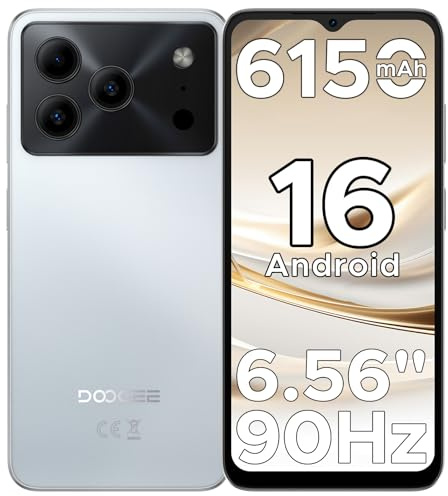 DOOGEE Note 56 Teléfono Movil Android 16, 6150mAh Batería de Anodo de Silicio, 6,56 HD+ IPS 90Hz, Octa Core 24GB+64GB Smartphone, 8MP, Cuerpo 8.45mm Telefono, Face ID/OTG/GPS/Doble SIM 4G Movil
