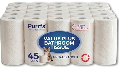 3-Ply Embossed & Quilted Toilet roll Unscented | Ultra Soft, Strong & Skin Kind | Premium Tissue Paper | 100% Virgin Pulp | Bulk Buy Pack 45 Loo Rolls