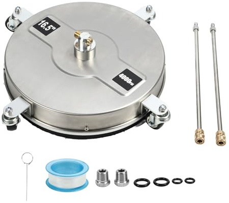 Pressure Washer Surface Cleaner 4 Wheels High Efficiency Floor Power Washer with 2 Extension Wand for Large Outdoor Surfaces