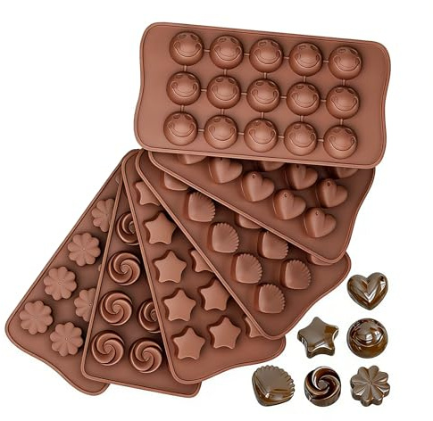 6 Pezzi Stampi in Silicone per Cioccolato e Caramelle, 3D Stampi Cioccolato per Caramelle, per Caramelle Burro di Arachidi, Stampi Antiaderenti, Morbidi e Facili da Sformare