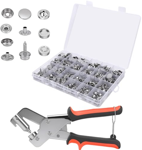 Pinze Per Occhielli Professionali, Occhiellatrice per Teloni con 80 Occhielli, Cassetta degli Attrezzi e Borsa di Stoccaggio, Magnetica Perforatrice per Pelle Telone In Pvc Pelle Cartone Tessuto