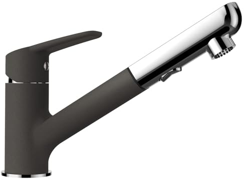 SCHOCK Küchenarmatur Daja Asphalt – Hochdruck Armatur CRISTALITE mit ausziehbarer Schlauch-Brause