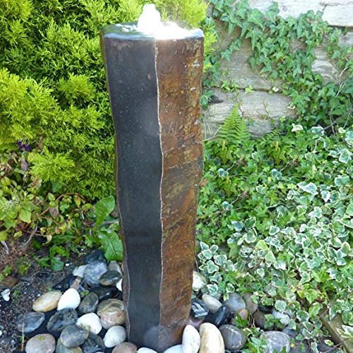 Eastern Connections Polished Basalt Column Fountain Garden Water Feature Ornament (White LED's)