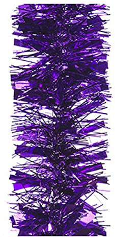 Espumillón grueso grueso de 2 m en colores brillantes y clásicos de Navidad, 6 pies de largo, 17,78 cm de largo, 6 capas de aluminio metálico en muchos colores (morado)